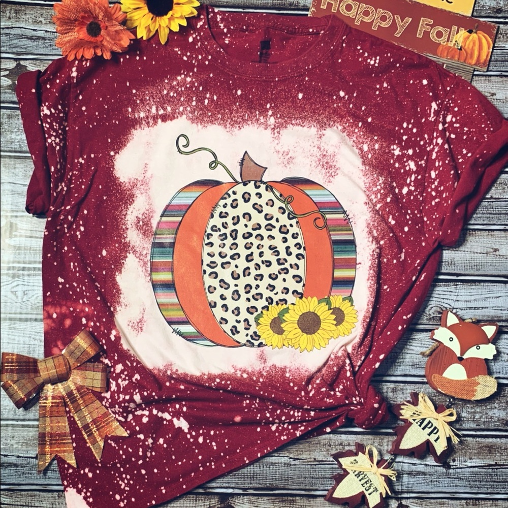 Fall Pumpkin Bleached Tee
